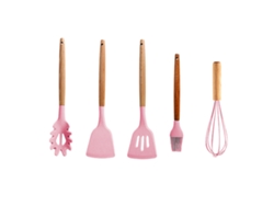Utensilios De Cocina De Silicona Con Mango De Madera - Juego De 5 Piezas JEIIBRZUI