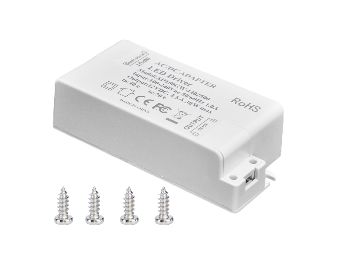 2026-driver Led De 30w Dc 12v 2.5a Transformador De Luz Led De Voltaje Constante Sin Parpadeo Para Baño Ac 100-240v