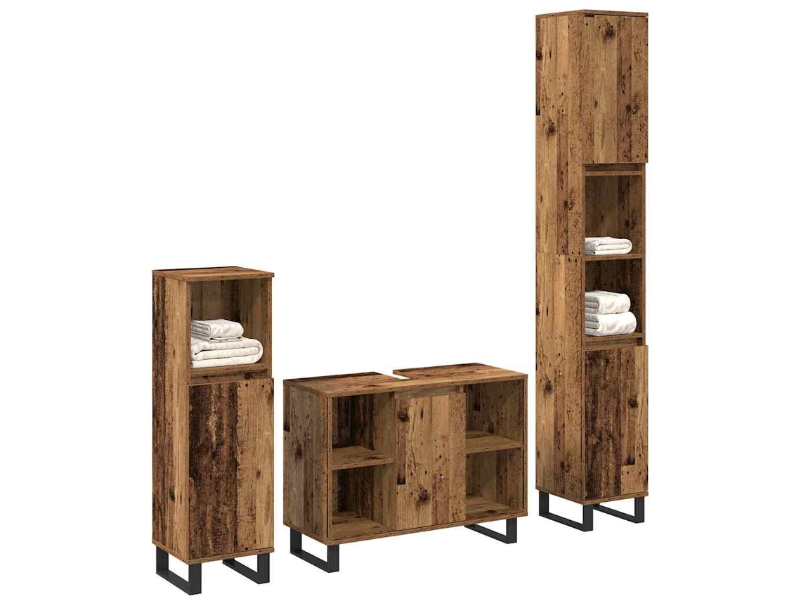 Conjunto de muebles de baño con estante, 3 piezas, marrón, MAISON EXCLUSIVE