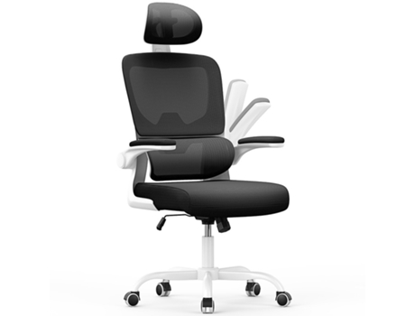 Silla De Oficina Ergonómica, Silla De Escritorio Con Soporte Lumbar Elástico, Reposacabezas Y Altura Regulables, Reposabrazos Abatible NASPALURO