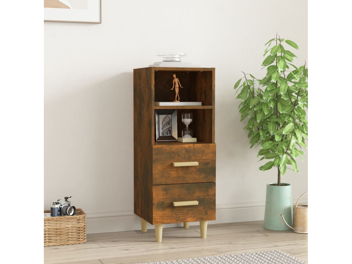Aparador | Vitrina buffet 34,5x34x90 cm Madera tratada Color roble ahumado