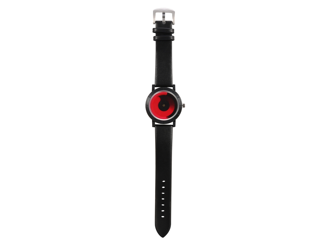Reloj De Pulsera Unisex Con Correa De Pu Y Esfera Roja, Estilo Elegante.