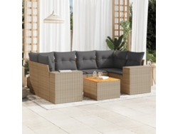 Conjunto de 7 sofás de jardín con cojines de mimbre beige de Dkd Home Decor