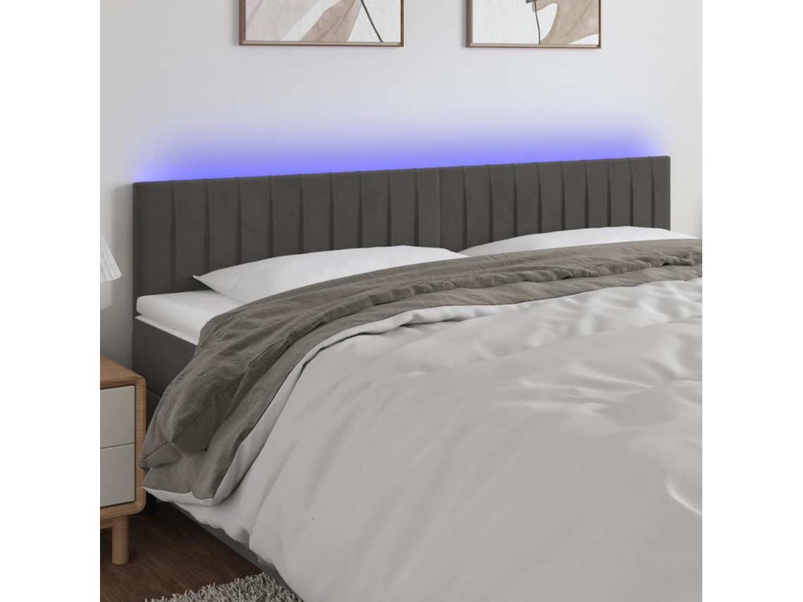 Cabecero Con Led De Terciopelo Gris Oscuro 160x5x78/88 Cm