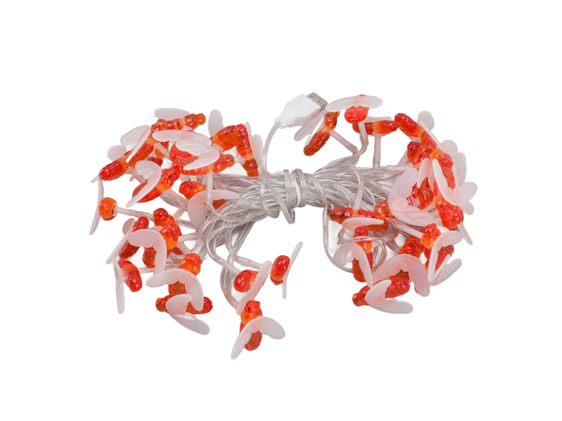 Yncm2026-luz De Cadena De Abeja Miel Hada Impermeable 40led Usb 6m Para Decoración Dormitorio Sala Jardín Fiesta Boda Halloween