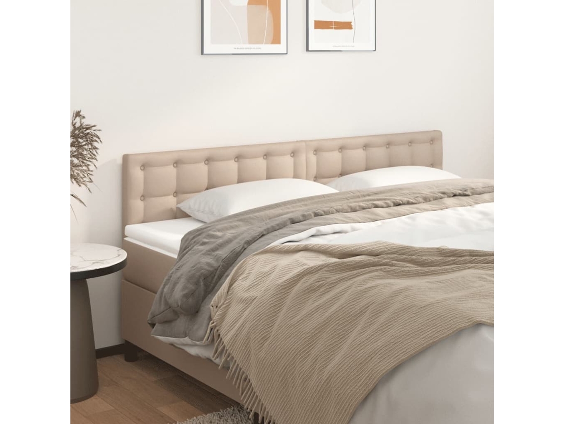 Cabeceros 2 Unidades Cuero Sintético Capuchino 90x5x78/88 Cm