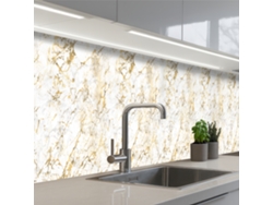 Salpicaderos De Cocina Salpicaduras Doradas - Blanco - Mármol 450x60 Cm