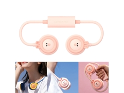 Ventilador de cuello colgante, ventilador eléctrico pequeño de almacenamiento plegable portátil de 3 velocidades de viento fuerte para salidas y viajes