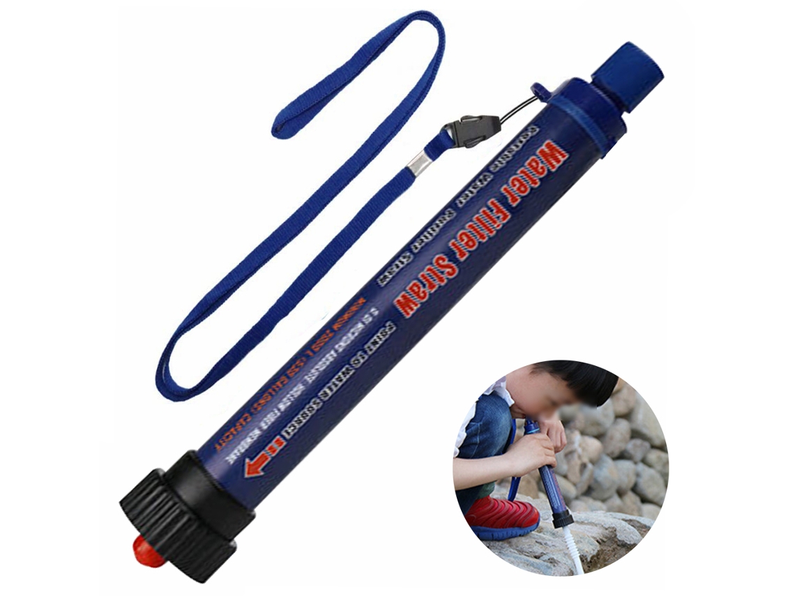 Ferramenta Purificador de Água Salva-Vidas Ao Ar Livre Canudo Filtro Pessoal Azul Marinho Equipamento Sobrevivência para