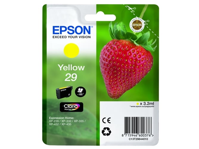 Cartucho de tinta original EPSON, 29, Fresa 3,2 ml , Amarillo, , C13T29844022, T2984