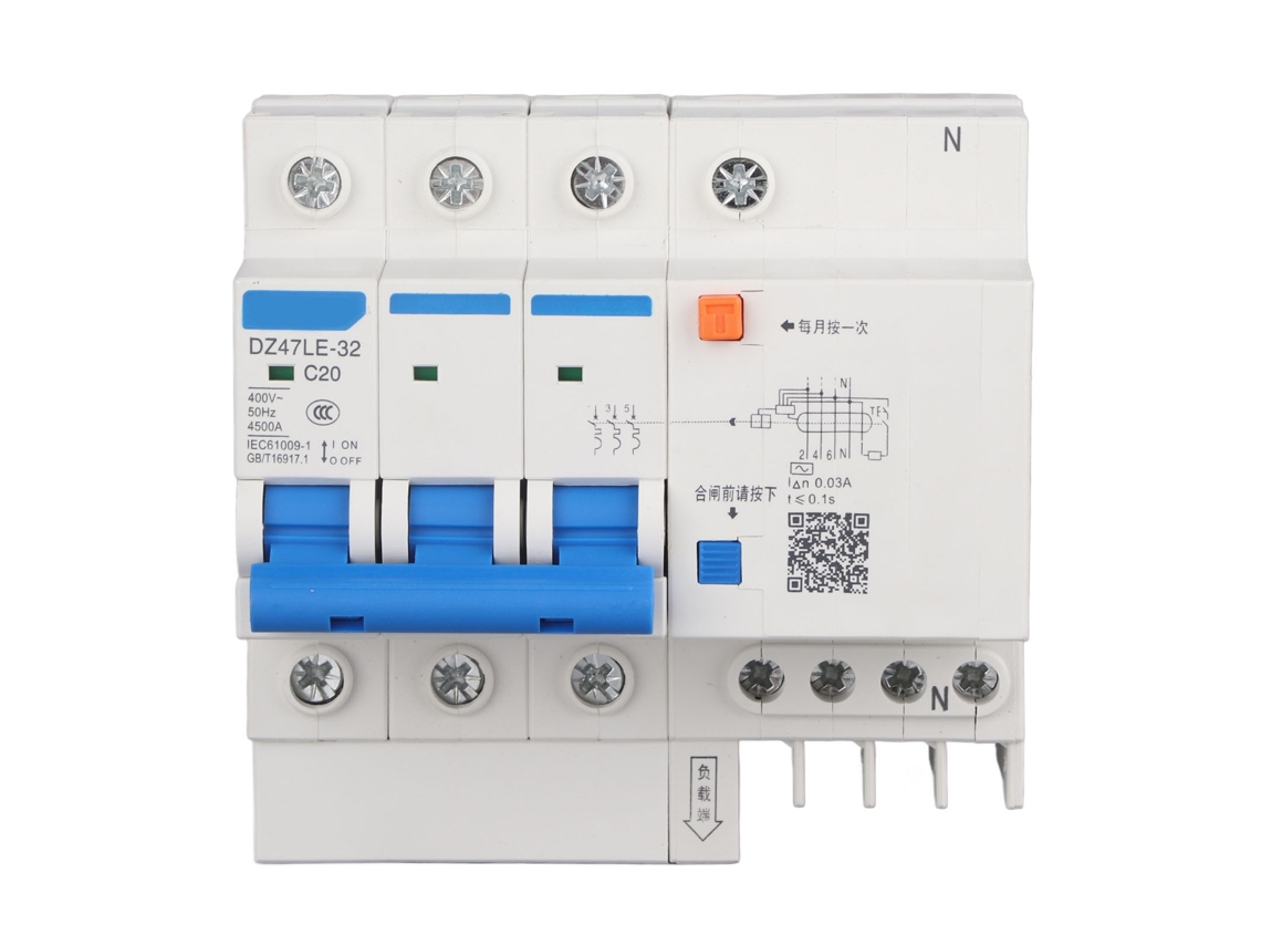 Disyuntor Dz47le 32 3p+n C20 400v 20a Para Protección Contra Fugas