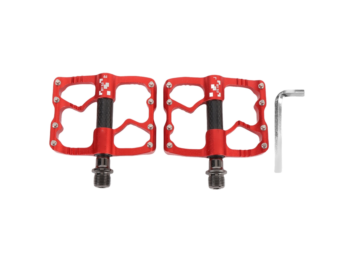 Pedales Para Bicicleta De Carretera Y Montaña Con 3 Rodamientos, Ligeros, Antideslizantes, De Aluminio Y Fibra De Carbono, Color Rojo.