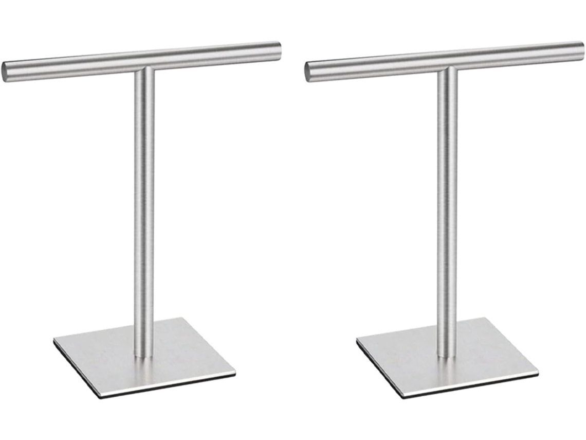 Suporte Para Toalha De Mão De Banheiro (2 Unidades), Em Aço Inoxidável, Modelo Independente, Cor Prata