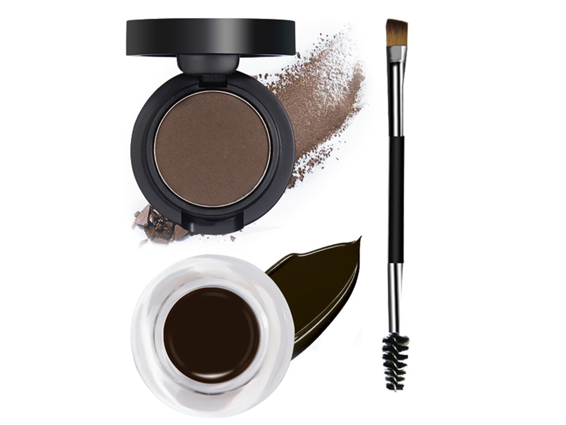 Kit De Polvo De Cejas 2 En 1 Con Plantilla Y Brochas Para Maquillaje