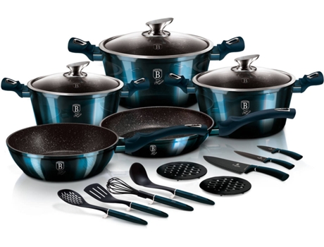 Batería de Cocina BERLINGER HAUS Aquamarine Azul (17un)