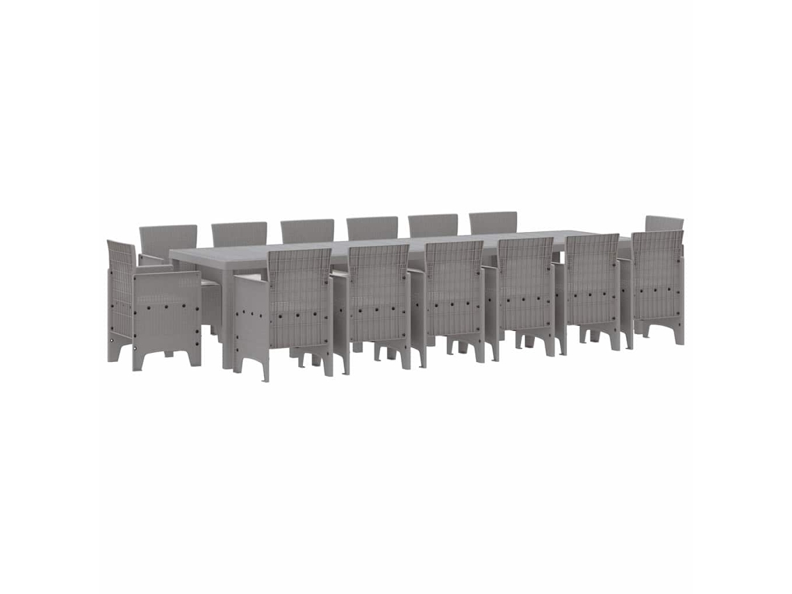 Maison Exclusive - Conjunto De Comedor De Jardín 15 Pcs Gris Claro Ratan Polt