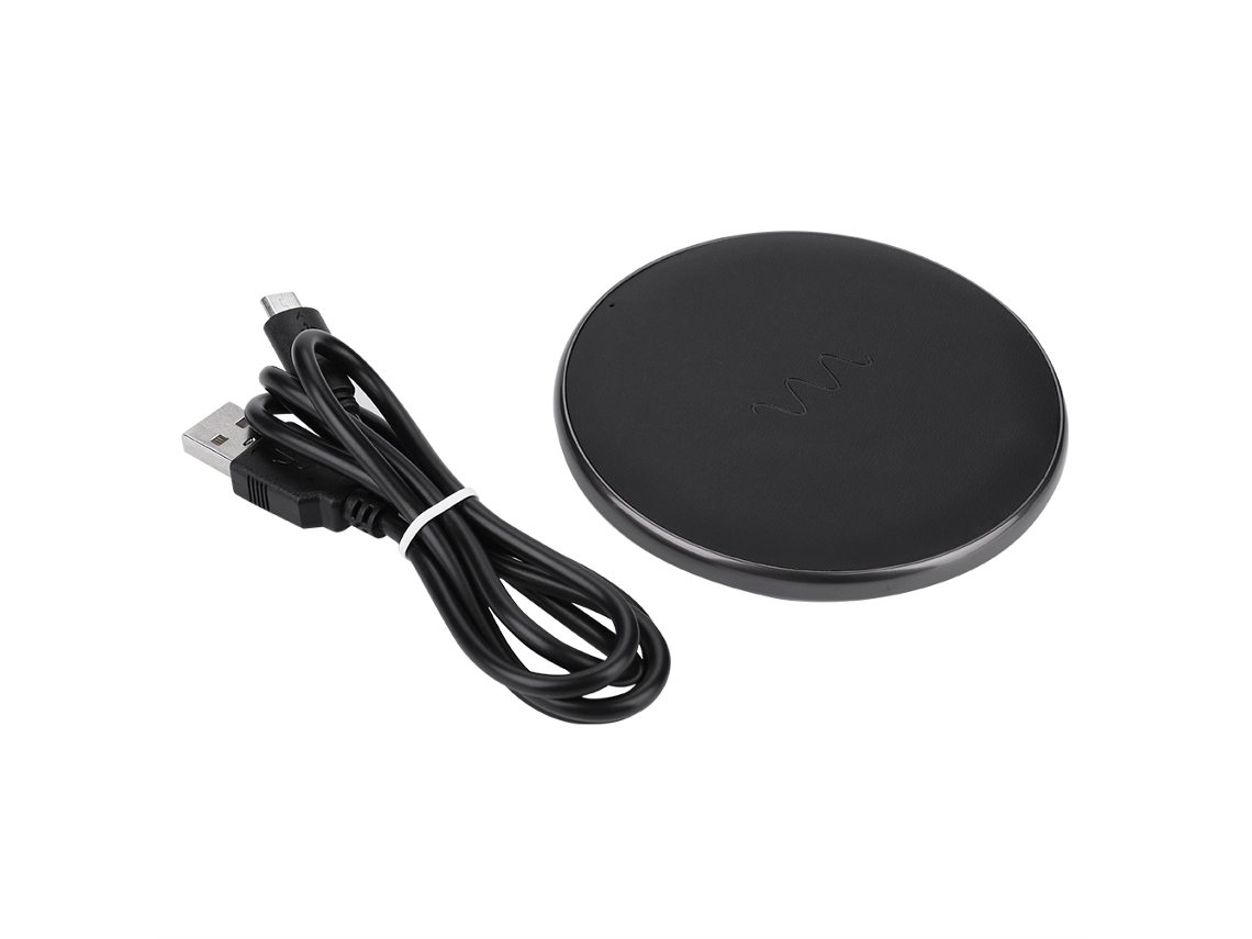 Cargador Inalámbrico Rápido De Aleación De Zinc Y Cuero Qi Para Iphone Samsung (carga Rápida, Portátil)