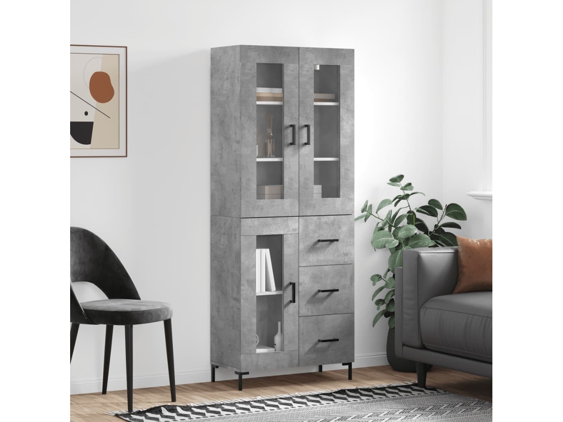 Aparador Alto Madera Contrachapada Gris Hormigón 69,5x34x180 Cm
