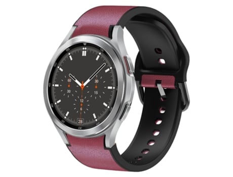 Correa Smartwatch para Samsung Galaxy Watch 4 Classic 46mm Silicona Adhesivo Cuero (Marrón)