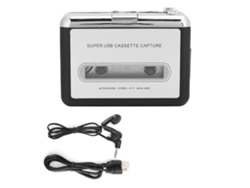 Reprodutor De Fitas Cassete Portátil Com Conversor De Áudio Tape Para Mp3 E Cabo Usb