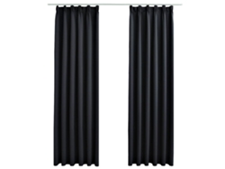 Maison Exclusive - Cortinas Opacas Con Ganchos 2 Piezas Negro 140x175 Cm