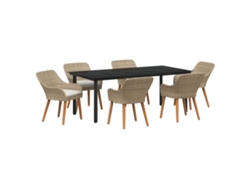 Maison Exclusive - Conjunto De Comedor De Jardín 7 Pcs Beige Ratán Sintético