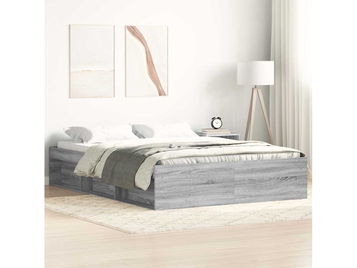 Estructura De Cama Sonoma Gris 140x200 Cm