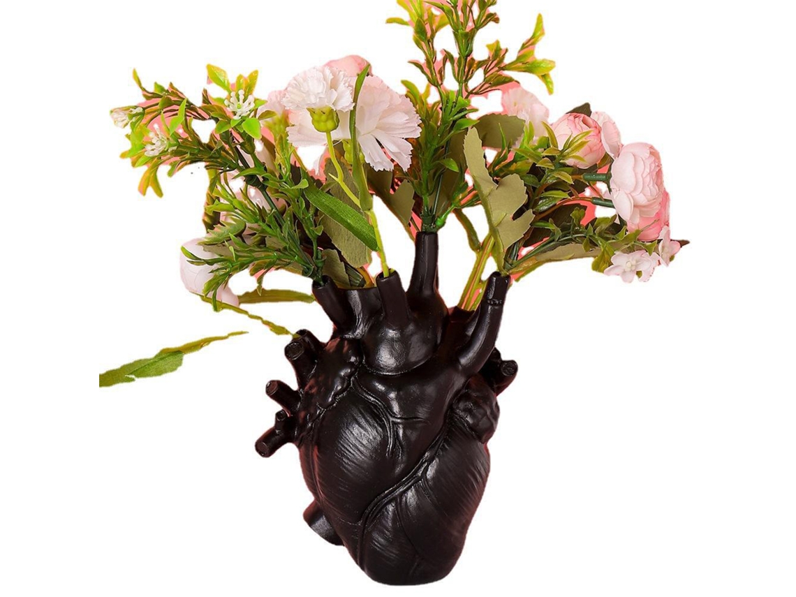 Embalaje: Caja de papel negra con forma de corazón, 16,5 × 13 × 21 cm, de sobremesa.