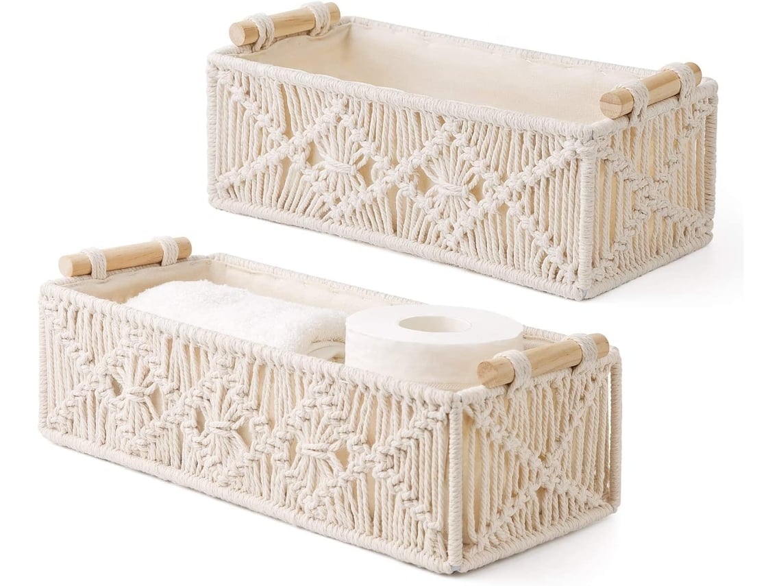 Cesta Decorativa Feita À Mão (2 Unidades, Cor Creme)*