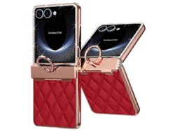 Funda Para Teléfono Móvil Con Diamantes De Imitación Y Soporte Para Anillo De Cuero Con Diamantes, Compatible Con Samsung Galaxy Z Flip7 5g (pc)