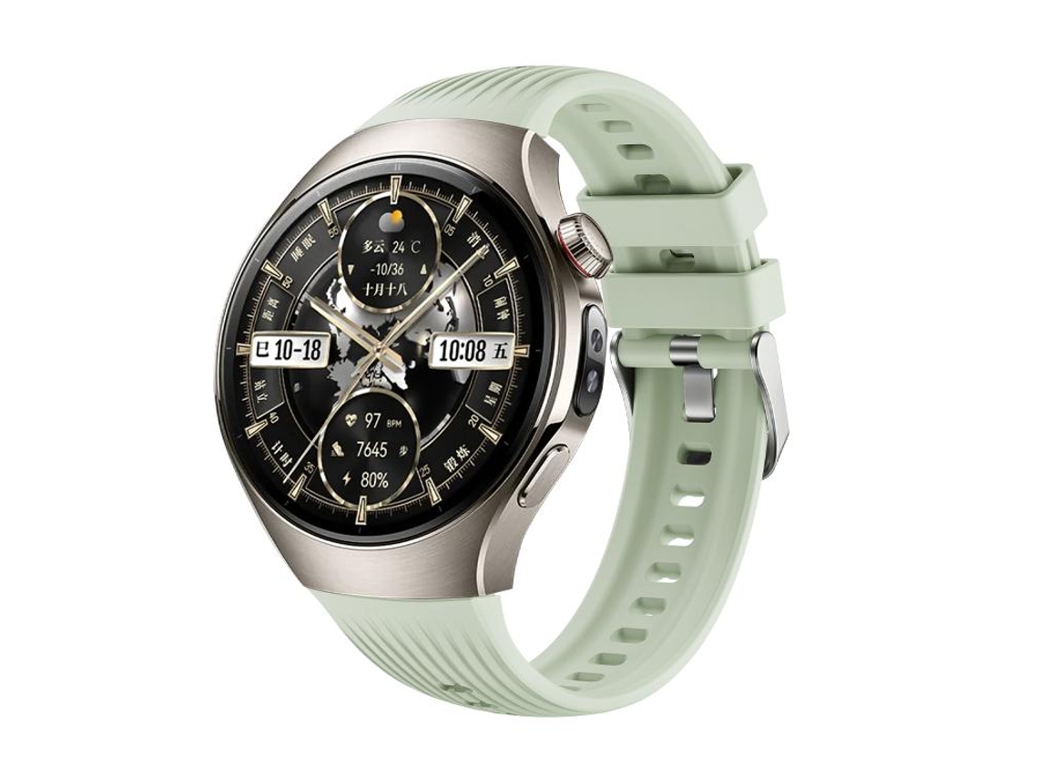 Correa vertical oficial de silicona para Huawei Watch 5 (46 mm) - Hebilla de acero verde plateado