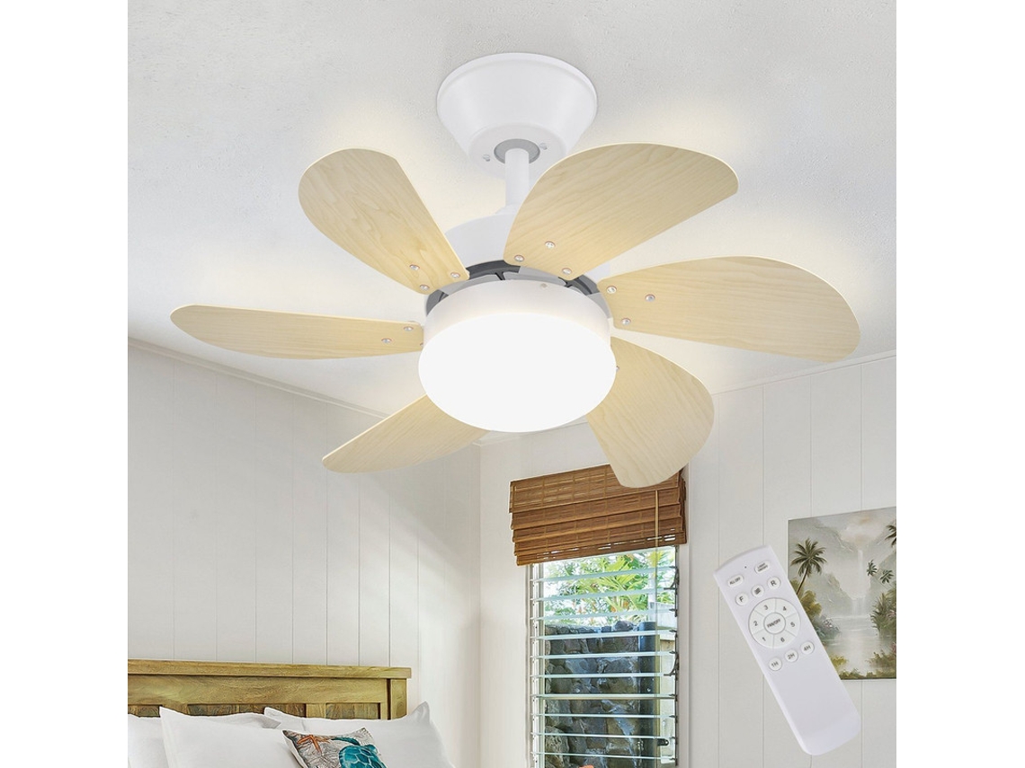 Nettlife Ventilador De Techo Con Luz Led Y Mando A Distancia, Silencioso Con Temporizador, 6 Aspas Para Dormitorio