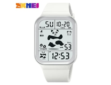 Reloj Digital LED Cuadrado De Cara Grande Resistente Al Agua Electrónico para Relojes De Estudiantes-Blanco LUUCOZK