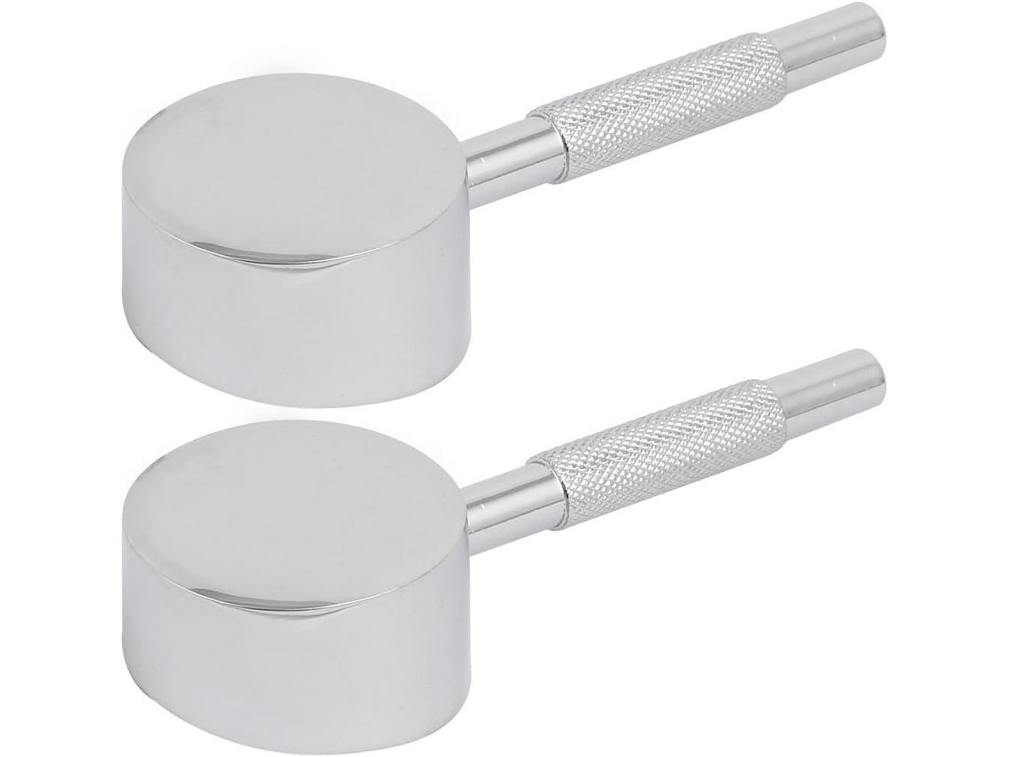 Grifo de agua fría y caliente de aleación de zinc con manija dentada, color plata, 2 piezas CHABERLU