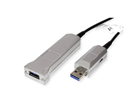 Cable ROLINE (USB y Cabo Ótico - 30m - Negro)