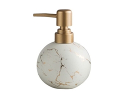 2026-dispensador De Jabón De Cerámica Redondo Con Bomba Anti-óxido, 300ml, Para Baño O Cocina, Blanco Con Textura Mármol Dorado