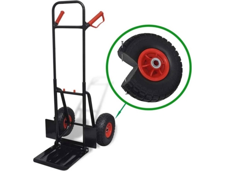 Carrito de Mano VIDAXL Metal con Función Telescópica (Acero - Negro)