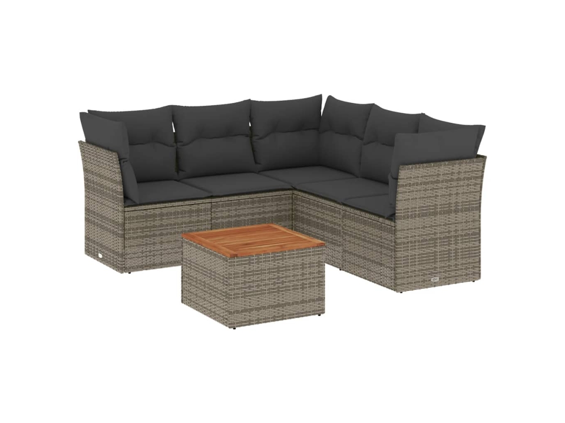 Maison Exclusive - Set De Muebles De Jardín 6 Pzas Y Cojines Ratán Sintético Gris