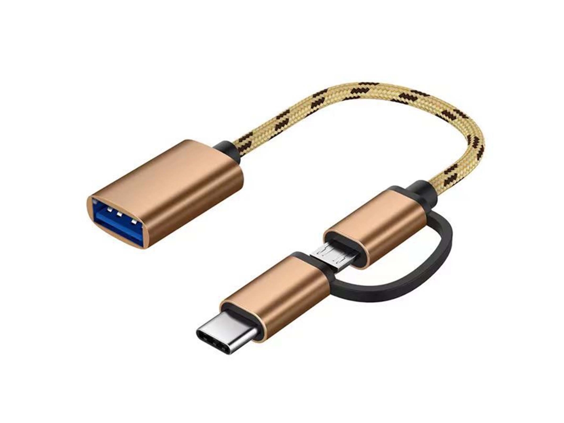 Cable Adaptador Otg Tipo C 2 En 1, Adaptador Usb Tipo C A Usb Para Teléfono Android, Lector De Tarjetas U Disk, Oro Rosa