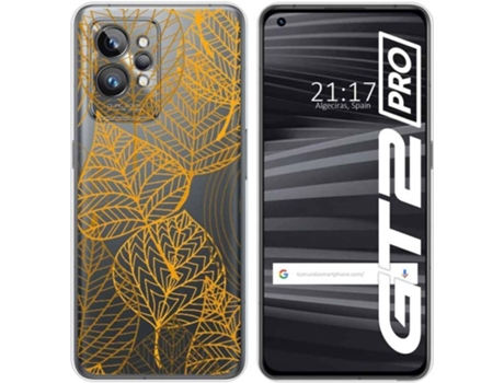 Carcasa para Realme GT 2 Pro 5G TUMUNDOSMARTPHONE Dibujos Transparente Hojas Multicolor