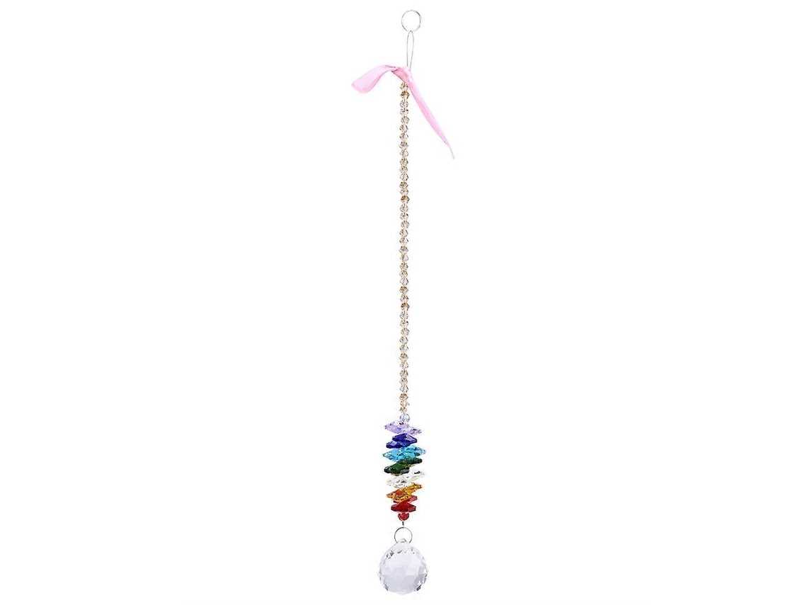 Lámpara de araña artesanal con colgante suspendido en forma de prisma de cristal arcoíris, perfecta para Navidad o para decorar una ventana.