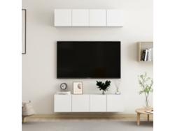 Estantería/Muebles de TV 4 Pzs 60X30X30 Cm Contrachapado Blanco