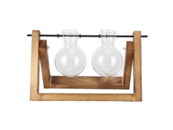 Terrario De Cristal Con Soporte De Madera Para Decoración Del Hogar Y La Oficina, 2 Botellas