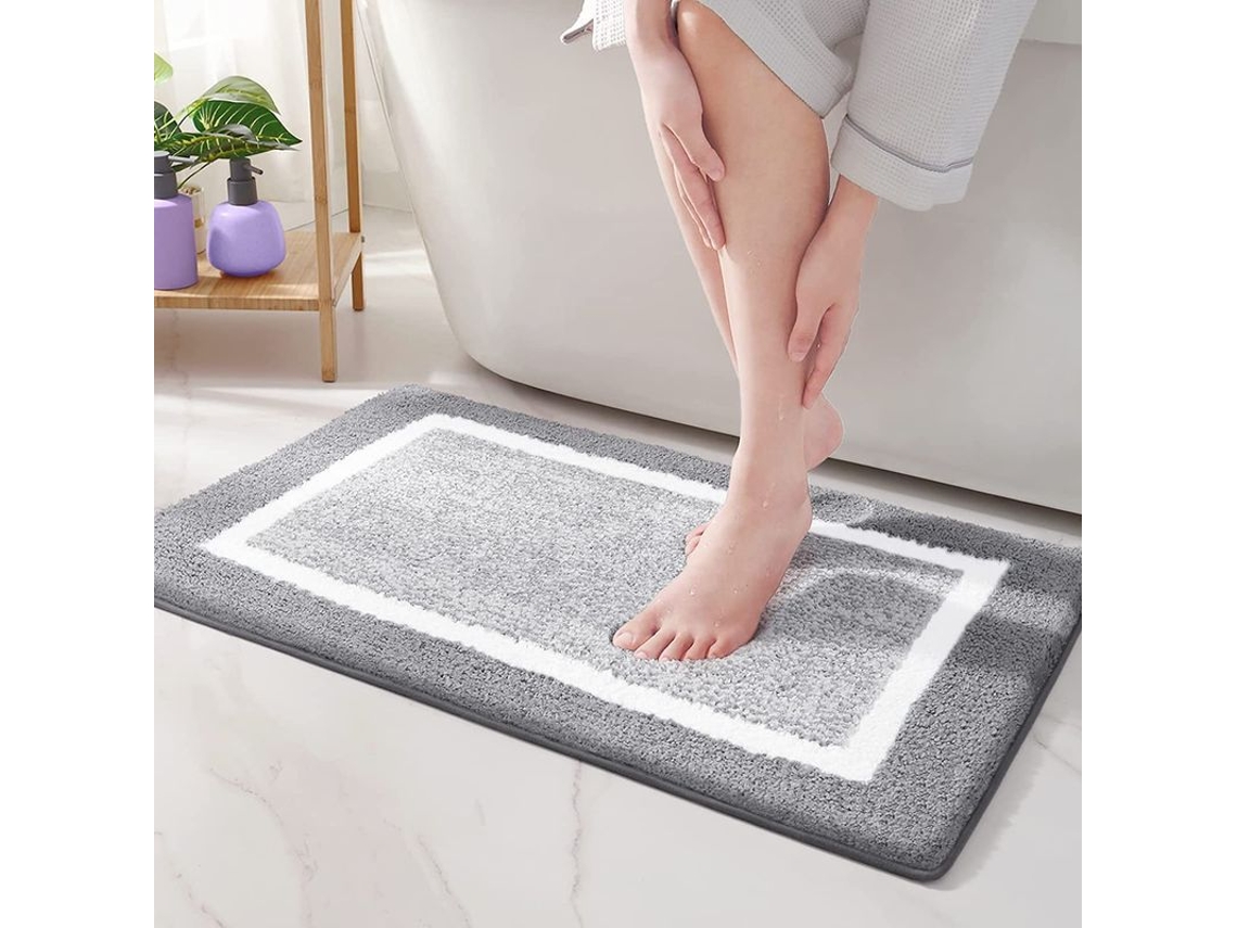 Alfombrilla De Baño Antiderrame De 45x65 Cm, Absorbente, Lavable A Máquina, Suave, Gris.