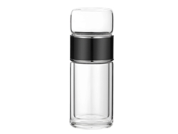 Botella infusora de té de vidrio de doble pared con filtro de acero inoxidable para té de hojas sueltas, 500 ml (16,9 oz)