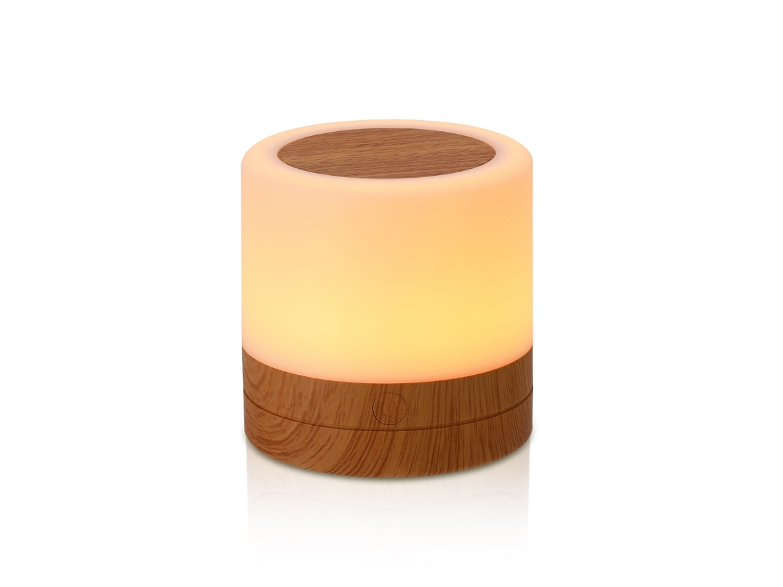 Lámpara de mesa de noche de madera (táctil y con control remoto)
