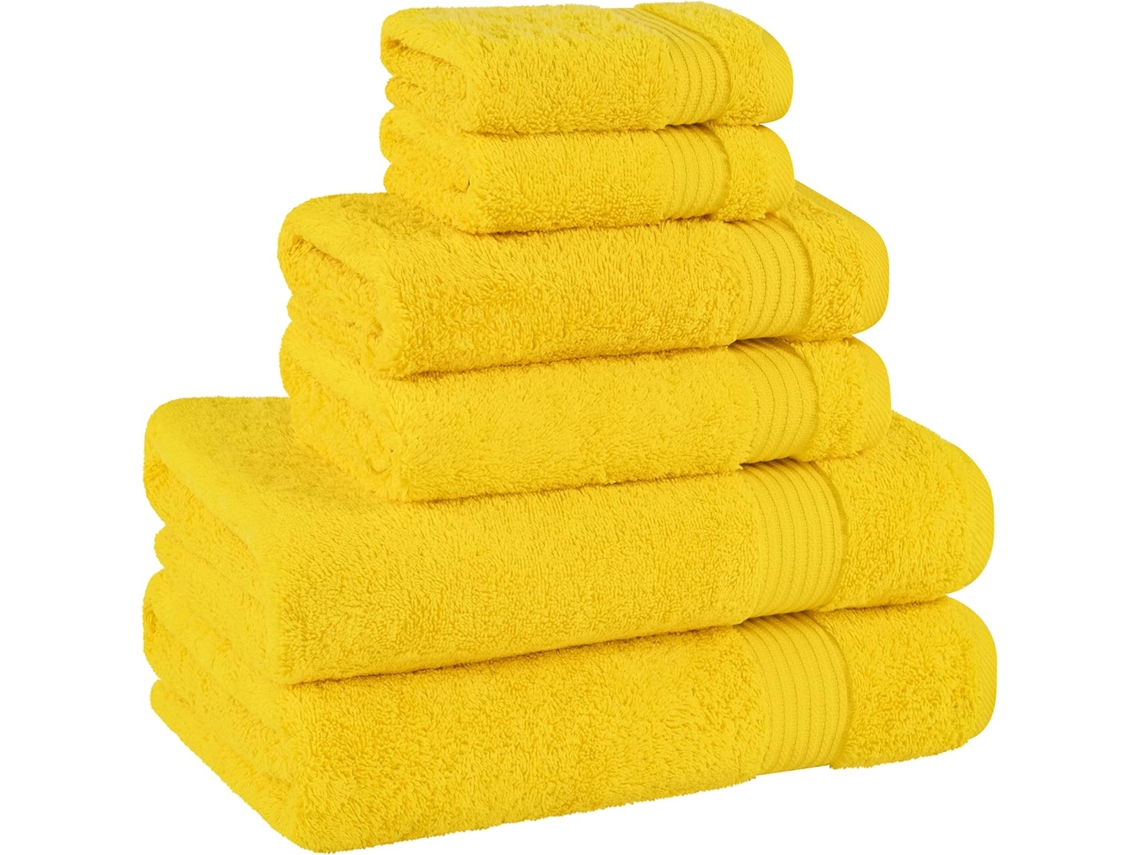 Juego De 6 Toallas De Algodón, Suaves, Absorbentes Y De Secado Rápido, 100% Algodón Amarillo. Siurn