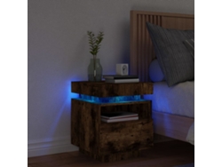 Mesita de Noche Luces Led Ahumado Marrón (40x39x48.5cm)