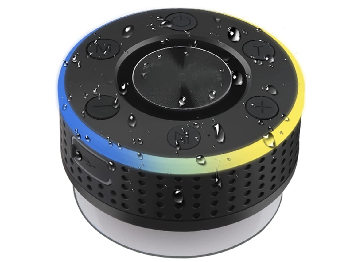 Altavoz de ducha Bluetooth Altavoz inalámbrico Impermeable IP7 con ventosa Altavoz portátil Bluetooth 5.0 Negro Yemaesre