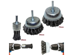Set De Cepillos De Alambre Para Taladro 3 Piezas Acero Carbono Limpieza Desbarbado Pulido Quitarrustre